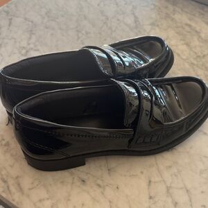 Zara patent black loafers